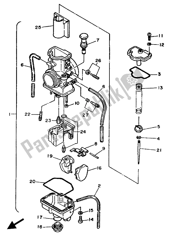 All parts for the Carburetor of the Yamaha YZ 125 LC 1993