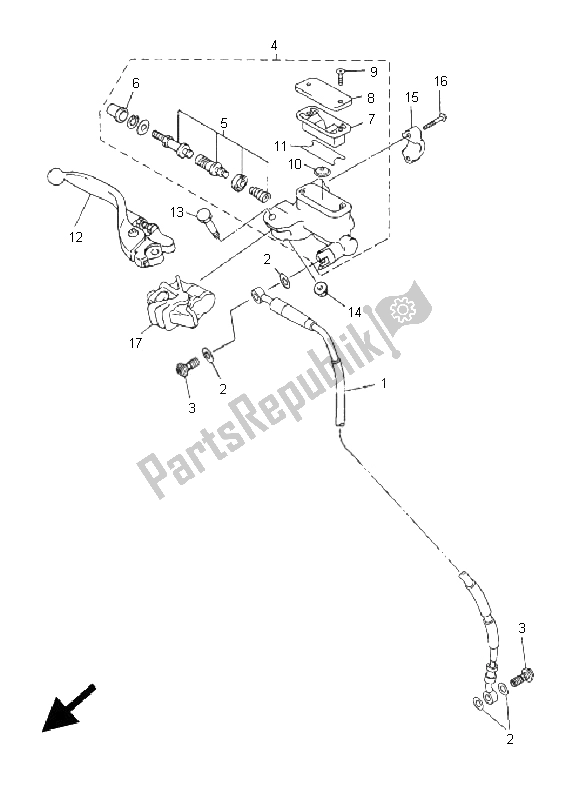 Todas las partes para Cilindro Maestro Delantero de Yamaha WR 250F 2005