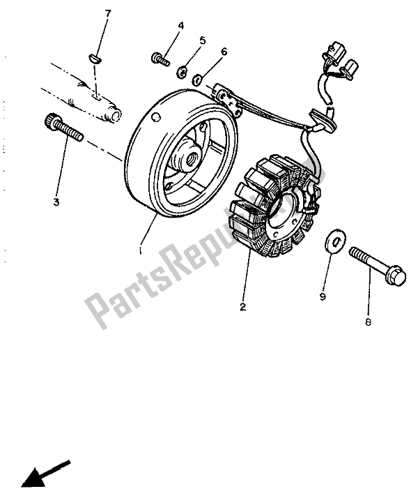 All parts for the Generator of the Yamaha XJ 600 1991