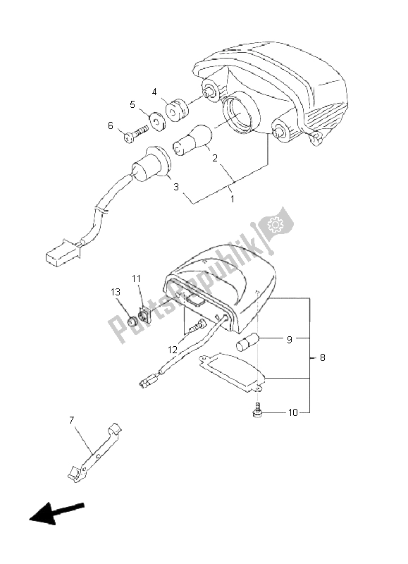 Tutte le parti per il Fanale Posteriore del Yamaha FZ6 Sahg 600 2008