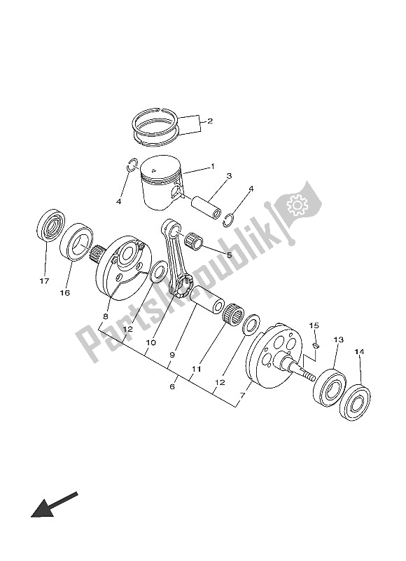 All parts for the Crankshaft & Piston of the Yamaha YZ 250 2016