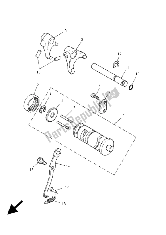 All parts for the Shift Cam & Fork of the Yamaha PW 80 2001
