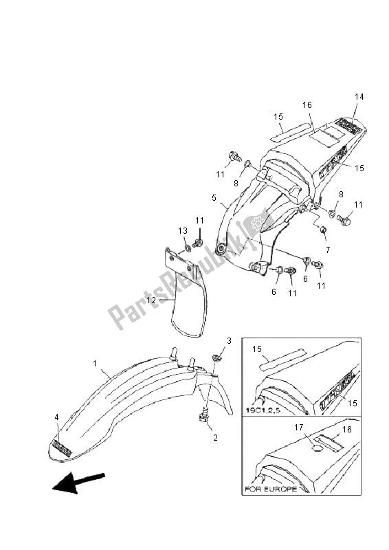 All parts for the Fender of the Yamaha TT R 125 SW LW 2008