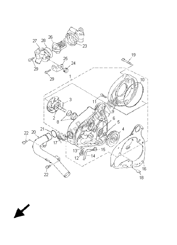 All parts for the Water Pump of the Yamaha Xvztf Royalstar Venture 1300 2001