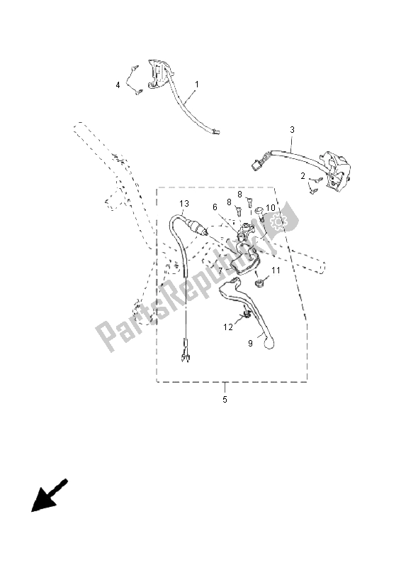 All parts for the Handle Siwtch & Lever of the Yamaha YN 50F 4T Neos 2009