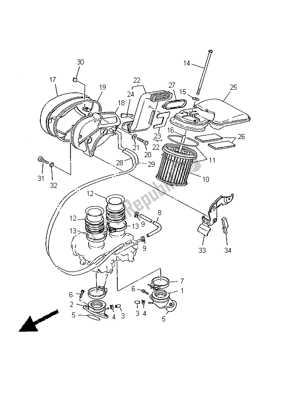 All parts for the Intake of the Yamaha XV 535 Virago 2000