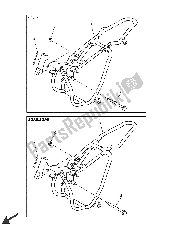 All parts for the Frame of the Yamaha PW 50 2016