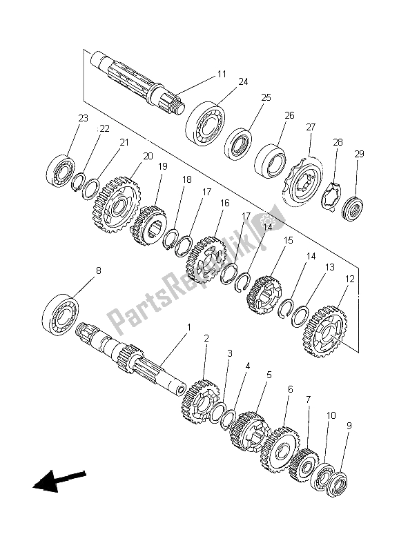 All parts for the Transmission of the Yamaha XVS 125 Dragstar 2004