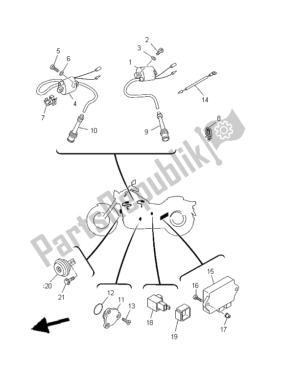 Toutes les pièces pour le électrique 2 du Yamaha XVS 650A Dragstar Classic 2002