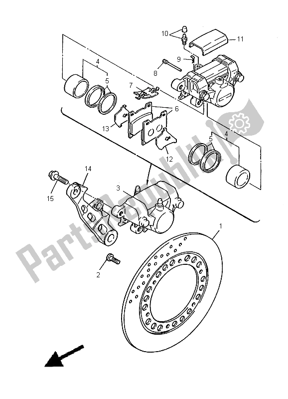 Toutes les pièces pour le étrier De Frein Arrière du Yamaha YZF 600R Thundercat 2000