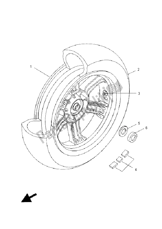 All parts for the Rear Wheel of the Yamaha VP 250 X City 2008