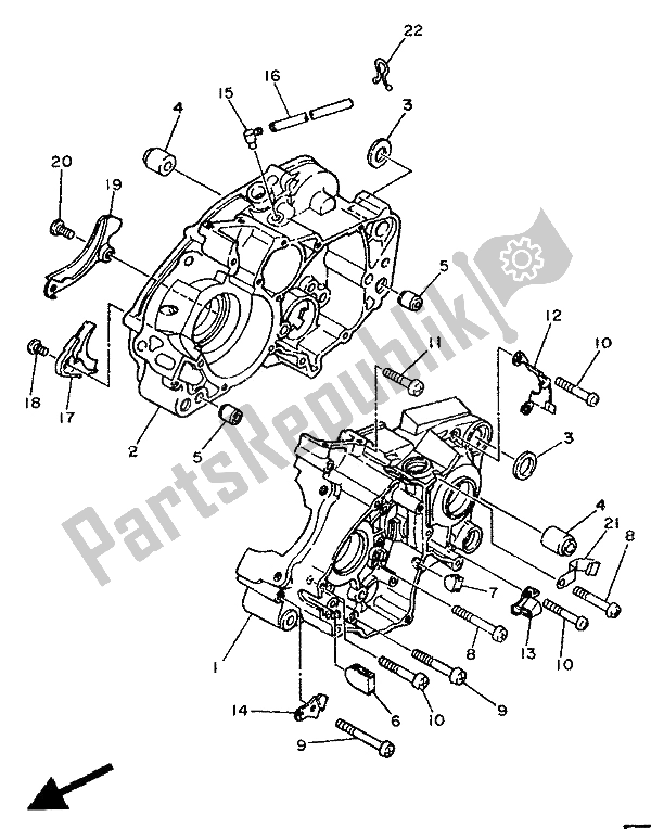 All parts for the Crankcase of the Yamaha TDR 125 1994