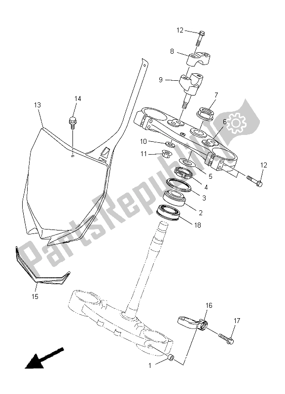 Alle onderdelen voor de Sturen van de Yamaha YZ 250F 2012