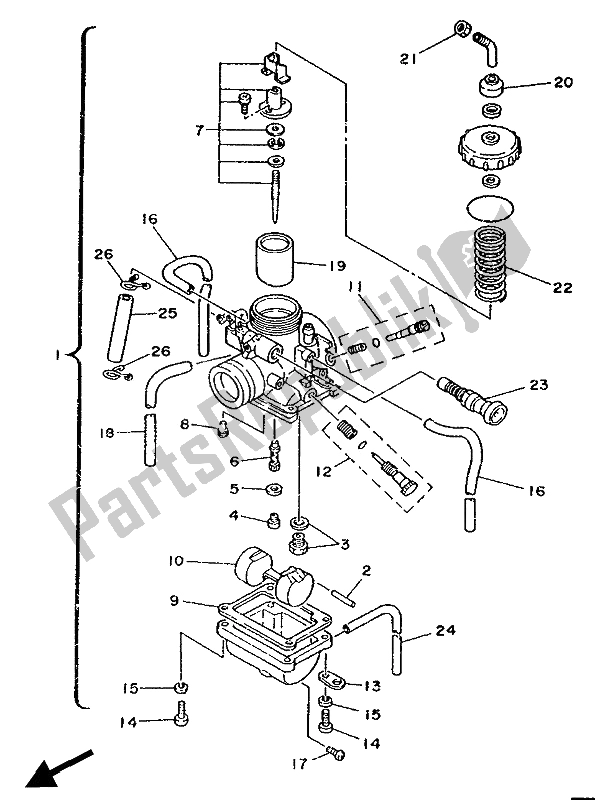 Todas as partes de Carburador do Yamaha TZR 125 1990