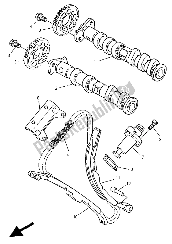 Toutes les pièces pour le Arbre à Cames Et Chaîne du Yamaha TRX 850 1996