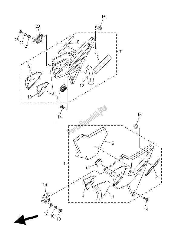 Alle onderdelen voor de Zijdeksel van de Yamaha XJR 1300 2007
