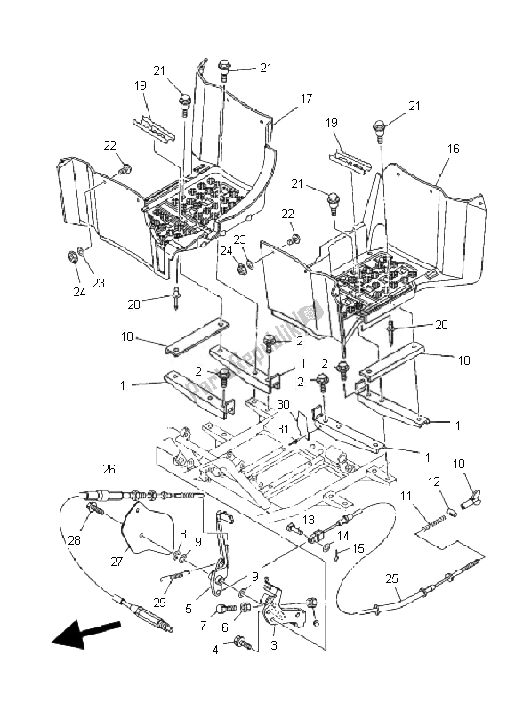 Toutes les pièces pour le Support Et Repose-pieds du Yamaha YFM 350F Grizzly 4X4 2007