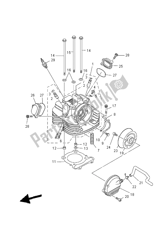 All parts for the Cylinder Head of the Yamaha YFM 350 DE Grizzly 2014