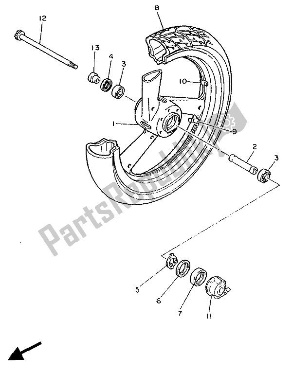 Toutes les pièces pour le Fourche Avant du Yamaha FJ 1200 1988