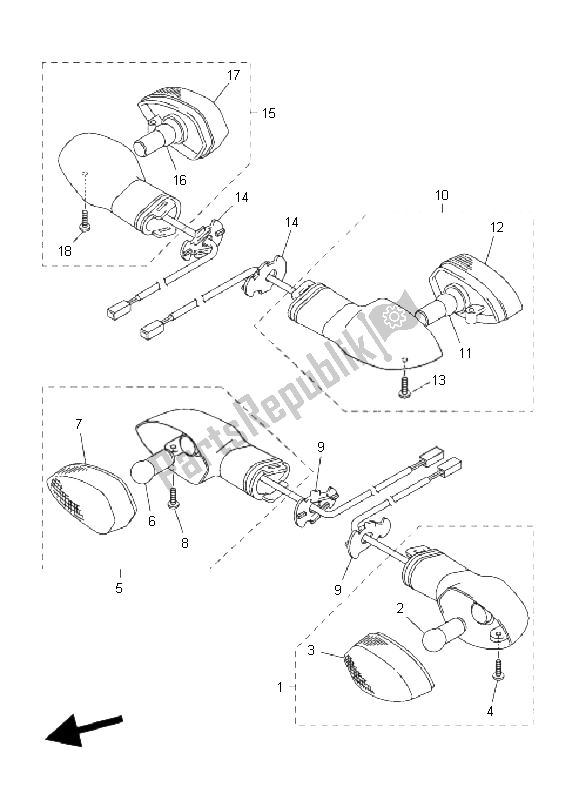 All parts for the Flasher Light of the Yamaha FZ1 N Fazer 1000 2009