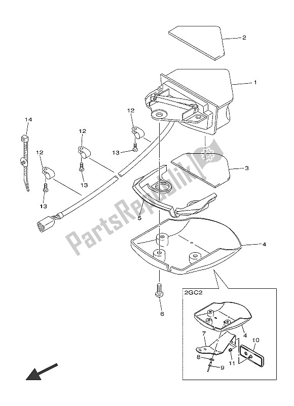 All parts for the Taillight of the Yamaha WR 450F 2016