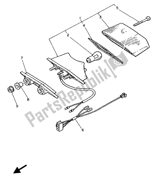 All parts for the Taillight of the Yamaha XT 600K 1994