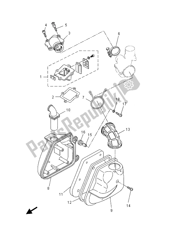 All parts for the Intake of the Yamaha YN 50E 2013