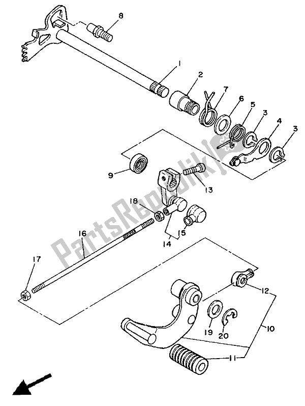 Wszystkie części do Wa? Ek Zmiany Biegów Yamaha XV 250 Virago 1992