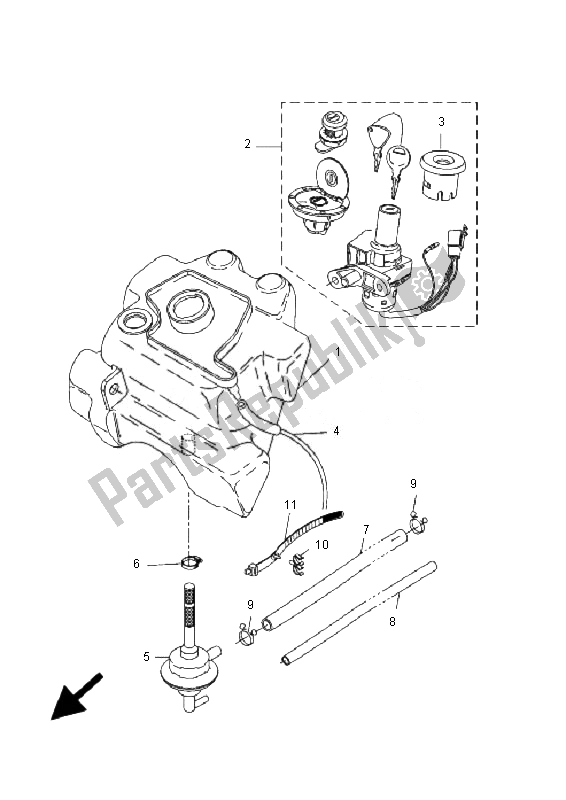 All parts for the Fuel Tank of the Yamaha YQ 50L Aerox Race Replica 2007