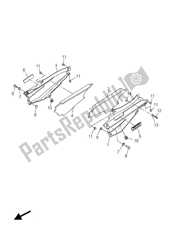 All parts for the Side Cover of the Yamaha FJR 1300 AS 2015