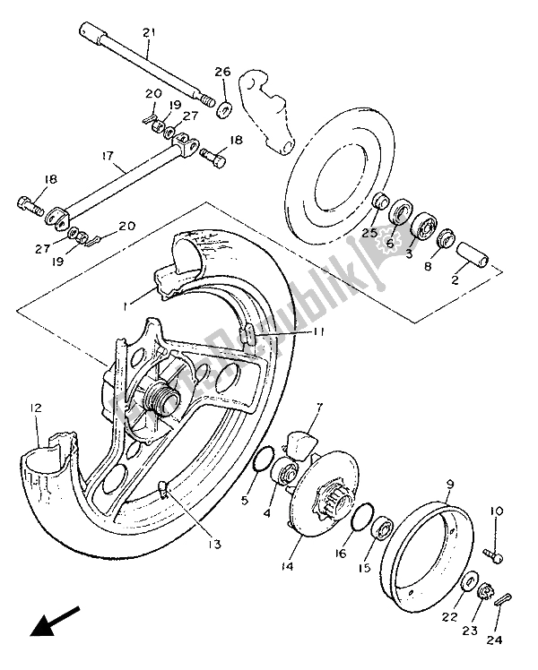 All parts for the Rear Wheel of the Yamaha XJ 900F 1987