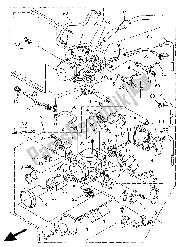 Toutes les pièces pour le Carburateur du Yamaha TRX 850 1996