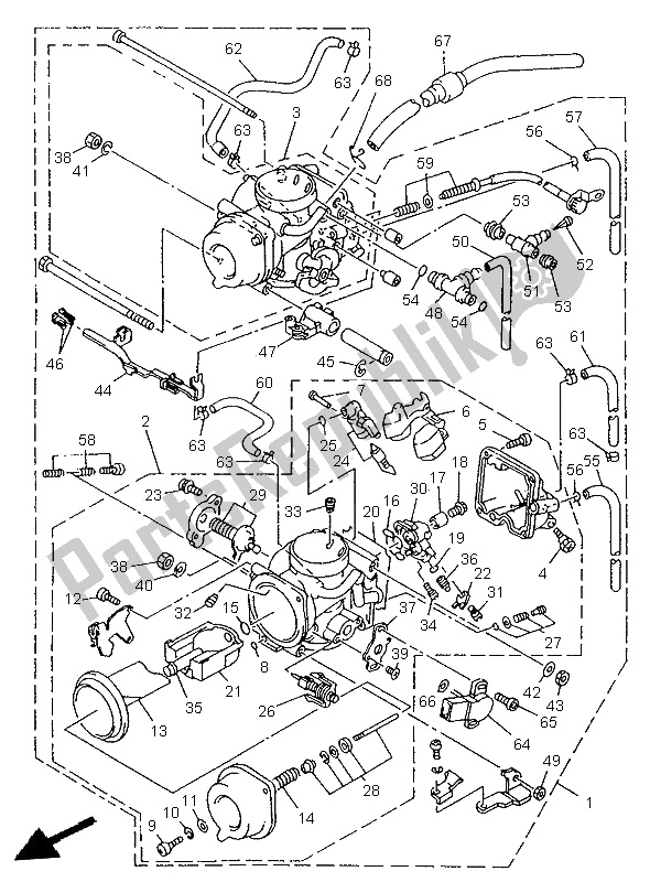 Toutes les pièces pour le Carburateur du Yamaha TRX 850 1996