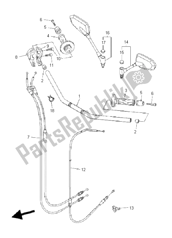 Tutte le parti per il Maniglia E Cavo Dello Sterzo del Yamaha FZ1 N Fazer 1000 2009