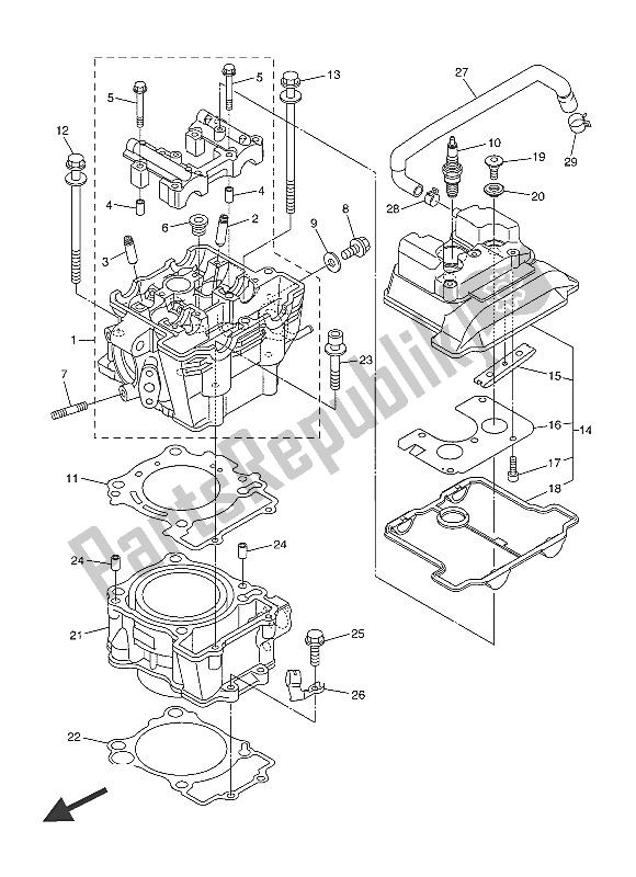 All parts for the Cylinder of the Yamaha WR 250R 2016