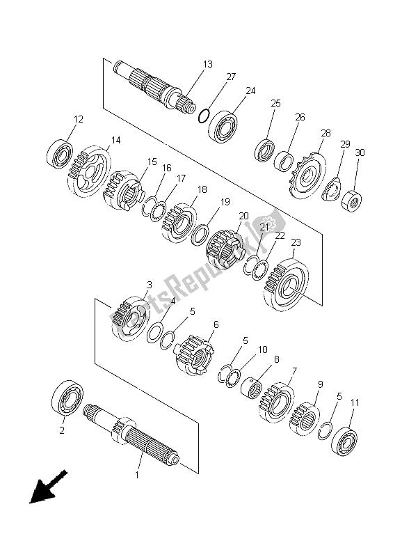 All parts for the Transmission of the Yamaha YZ 250 2005