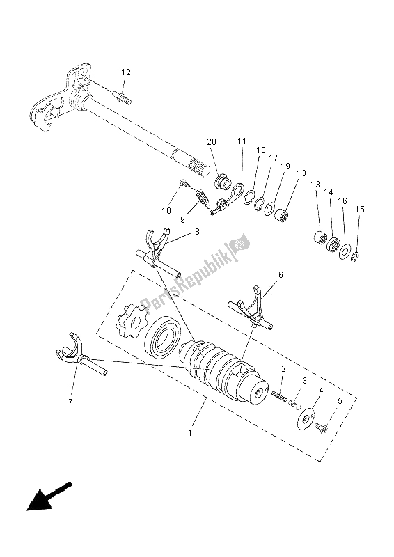 Todas as partes de Shift Cam E Garfo do Yamaha XT 660 ZA Tenere 2012