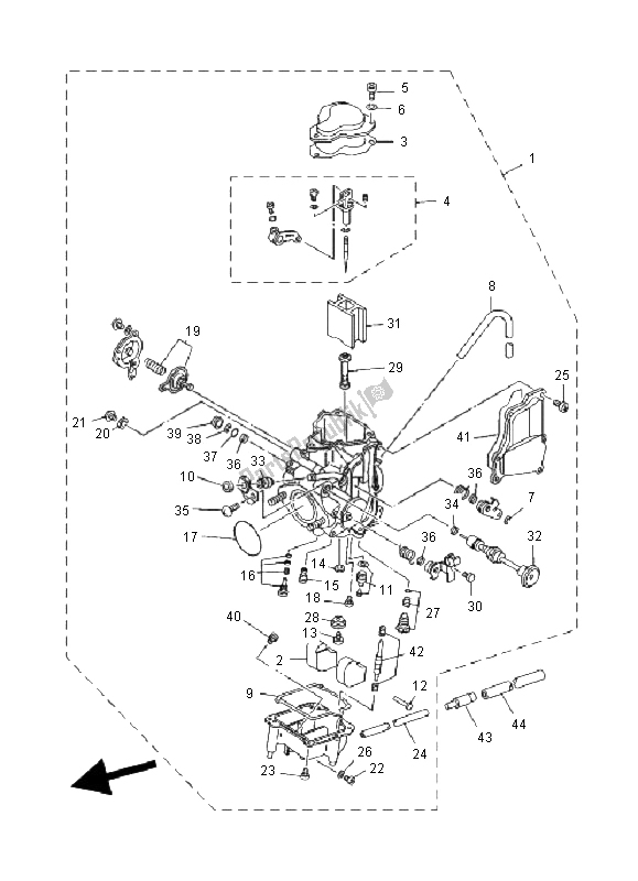 Todas as partes de Carburador do Yamaha YFM 350 Warrior 2000