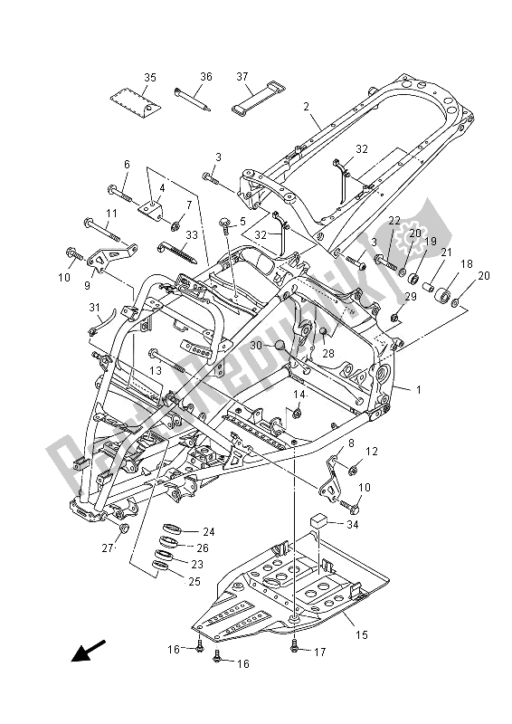 All parts for the Frame of the Yamaha YFM 700 RD 2013