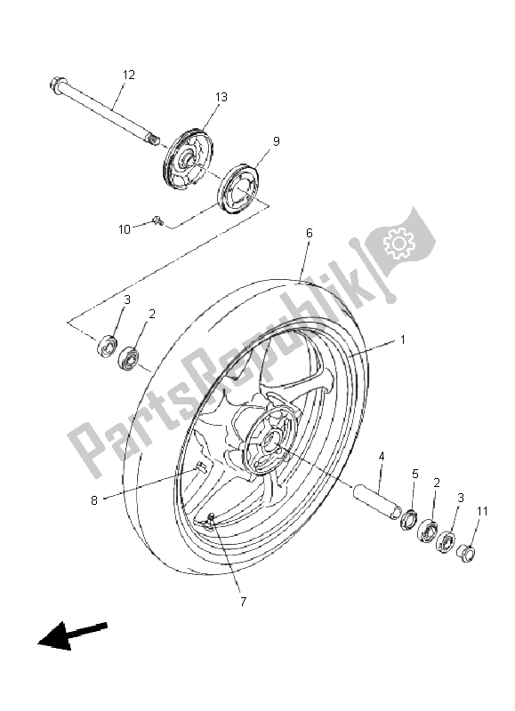 All parts for the Front Wheel of the Yamaha XJ6 FA 600 2011