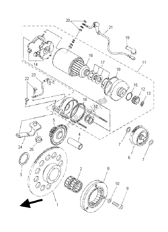 Todas as partes de Embreagem De Partida do Yamaha XT 660R 2011