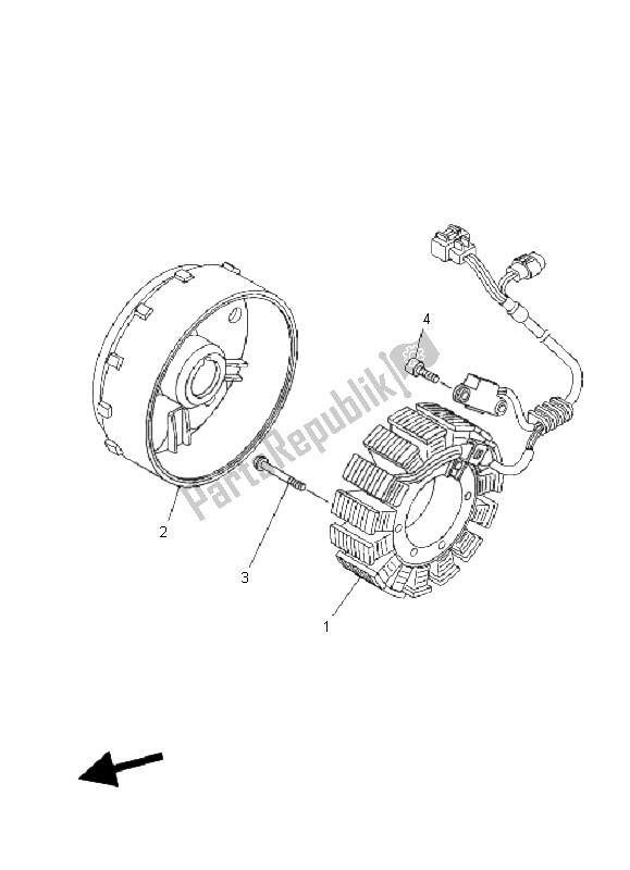 All parts for the Generator of the Yamaha YFM 700F Grizzly EPS 2008