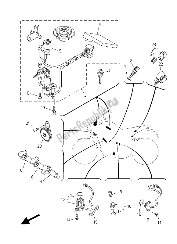 All parts for the Electrical 2 of the Yamaha MT 09A 900 2015