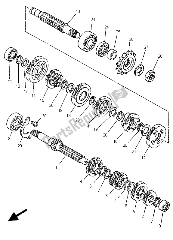 All parts for the Transmission of the Yamaha DT 125R 1997