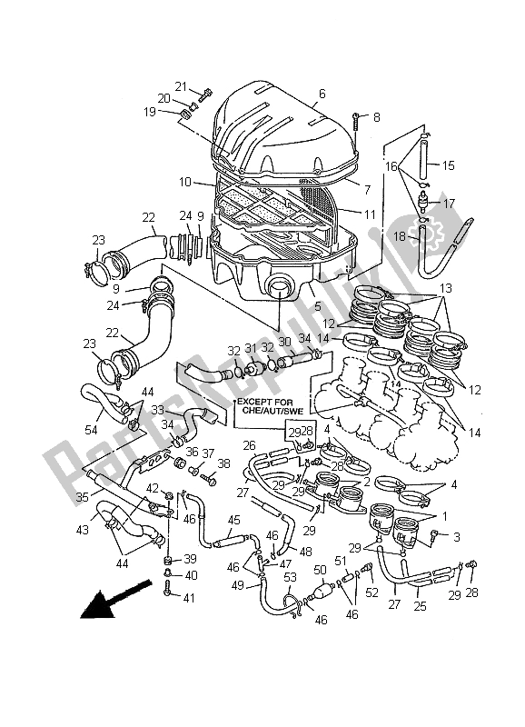 All parts for the Intake of the Yamaha YZF 600R Thundercat 2000