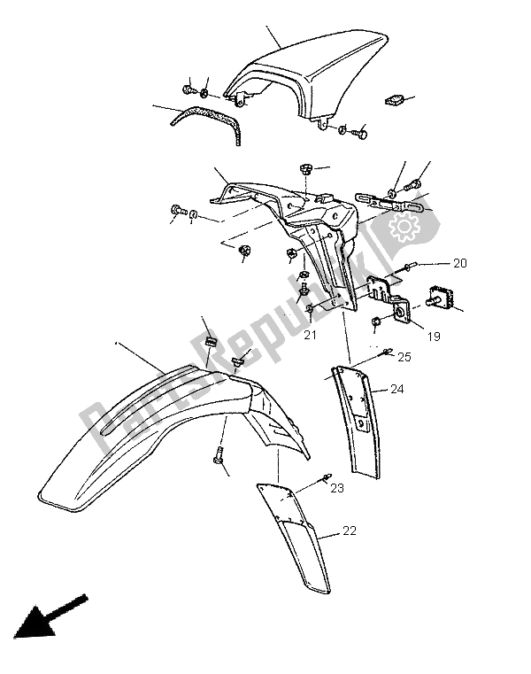 Tutte le parti per il Parafango Alternativo del Yamaha TT 600E 1996