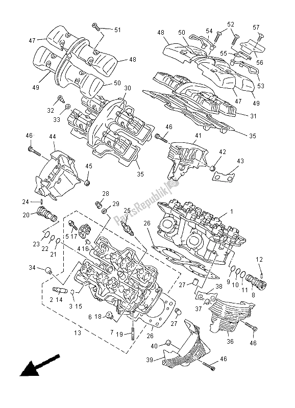 Toutes les pièces pour le Culasse du Yamaha XVZ 13 TF Royal Star Venture 1300 2000