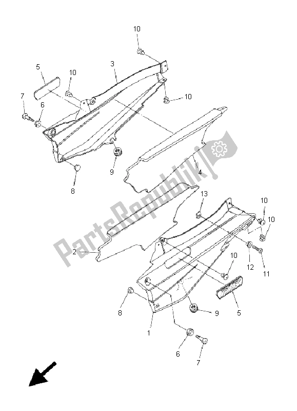 Alle onderdelen voor de Zijdeksel van de Yamaha FJR 1300A 2008