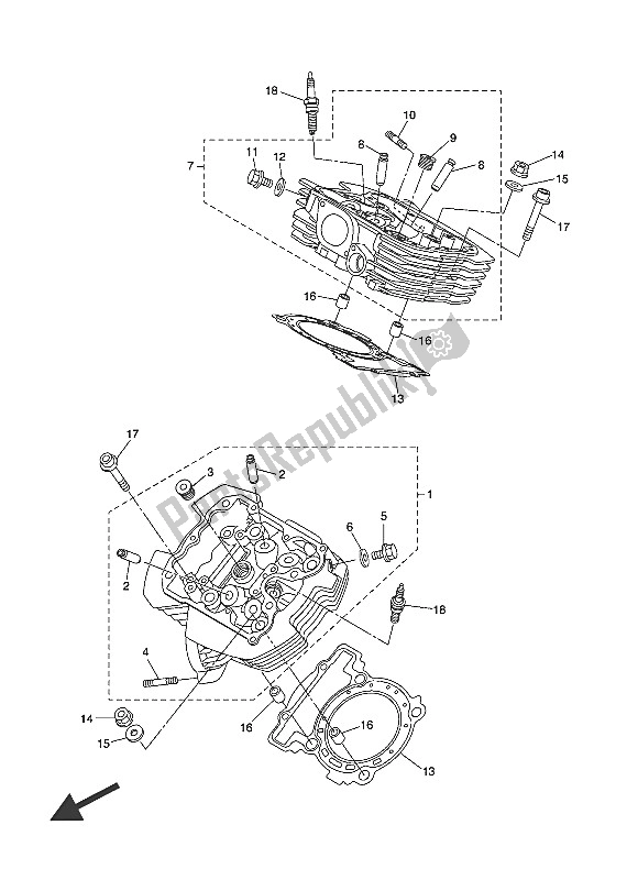 Wszystkie części do G? Owica Cylindra Yamaha XVS 1300 CU 2016