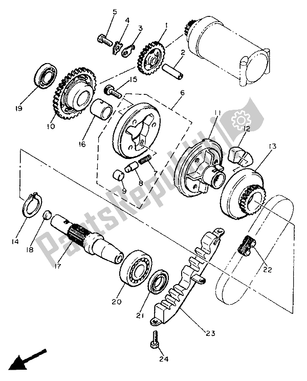 All parts for the Starter of the Yamaha XJ 900F 1991